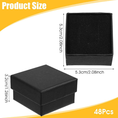 48 Cajas Regalo Joyería 2x2x1.2pulg con Arete Espuma Negro