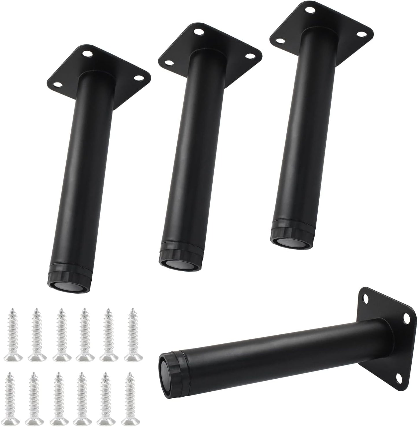 Set 4 patas ajustables metal soporte negro para muebles