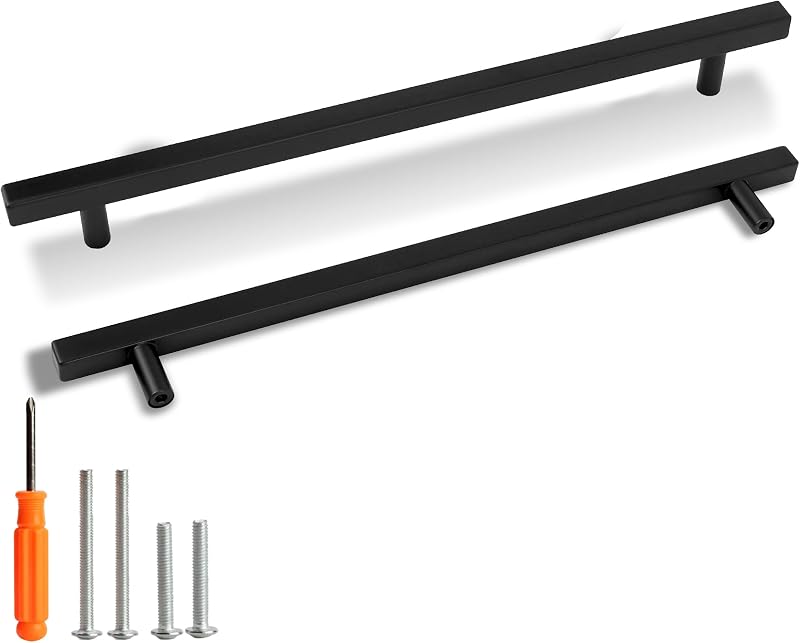 10 Tiradores Acero Inox 10" Negro Mate para Cajones