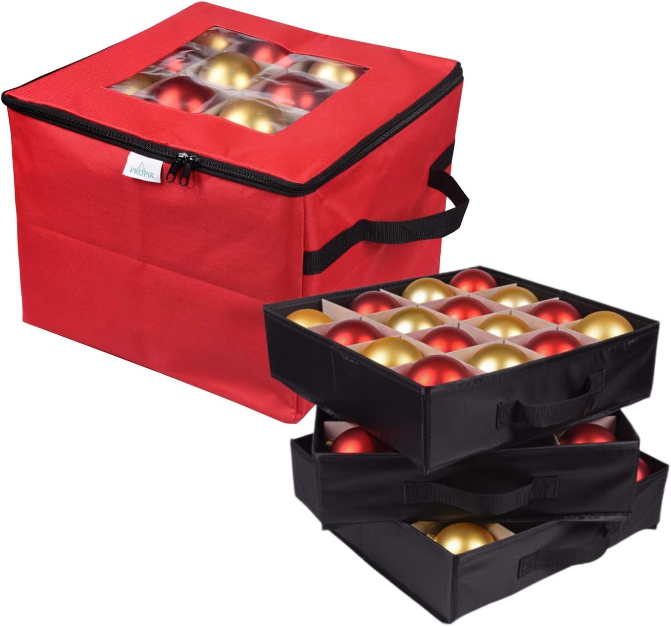 Caja almacenamiento esferas navideñas 3 bandejas 48 unidades