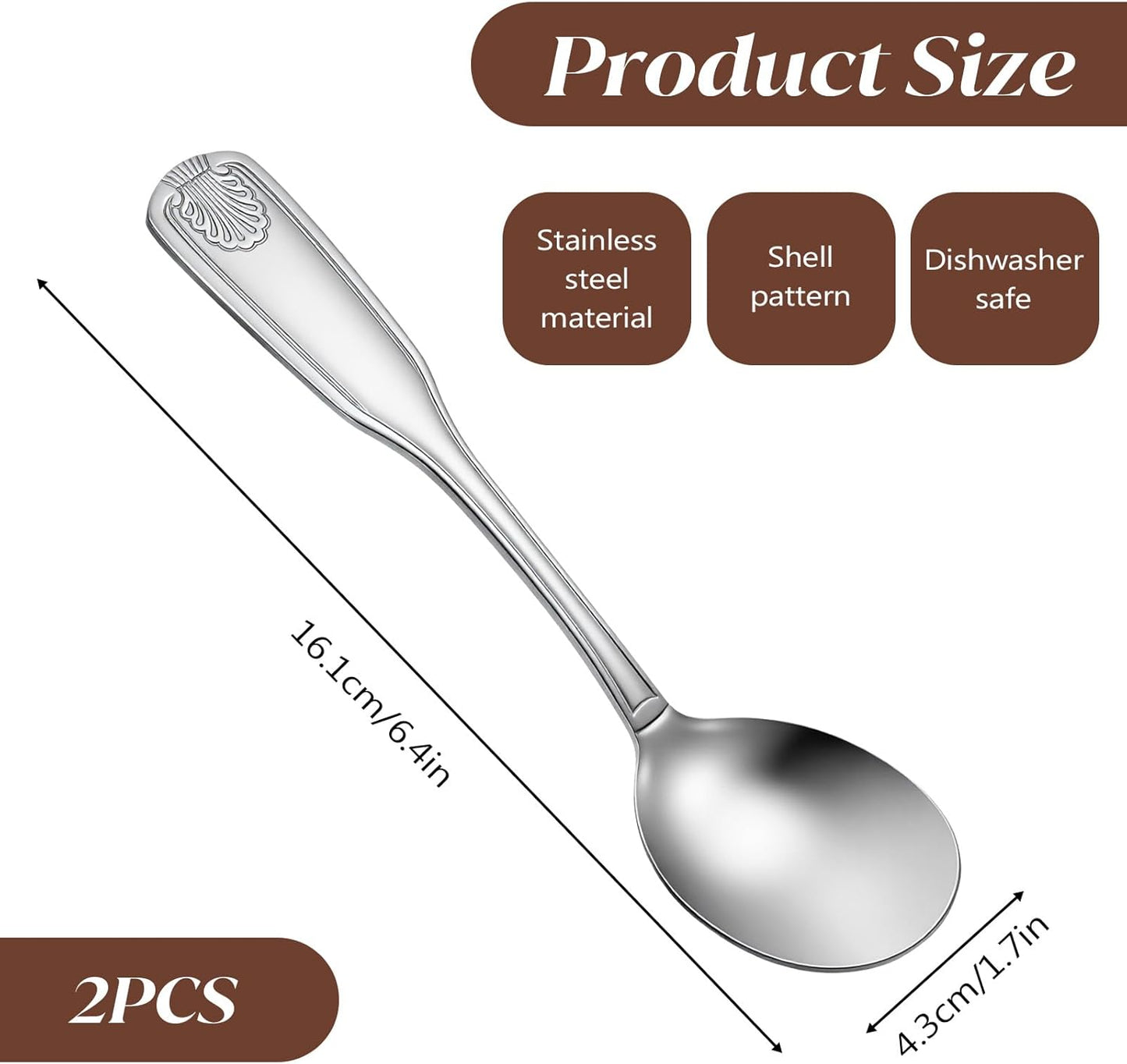 2 Cucharas Acero Inox 6.4pulg Redondas para Sopa y Postres