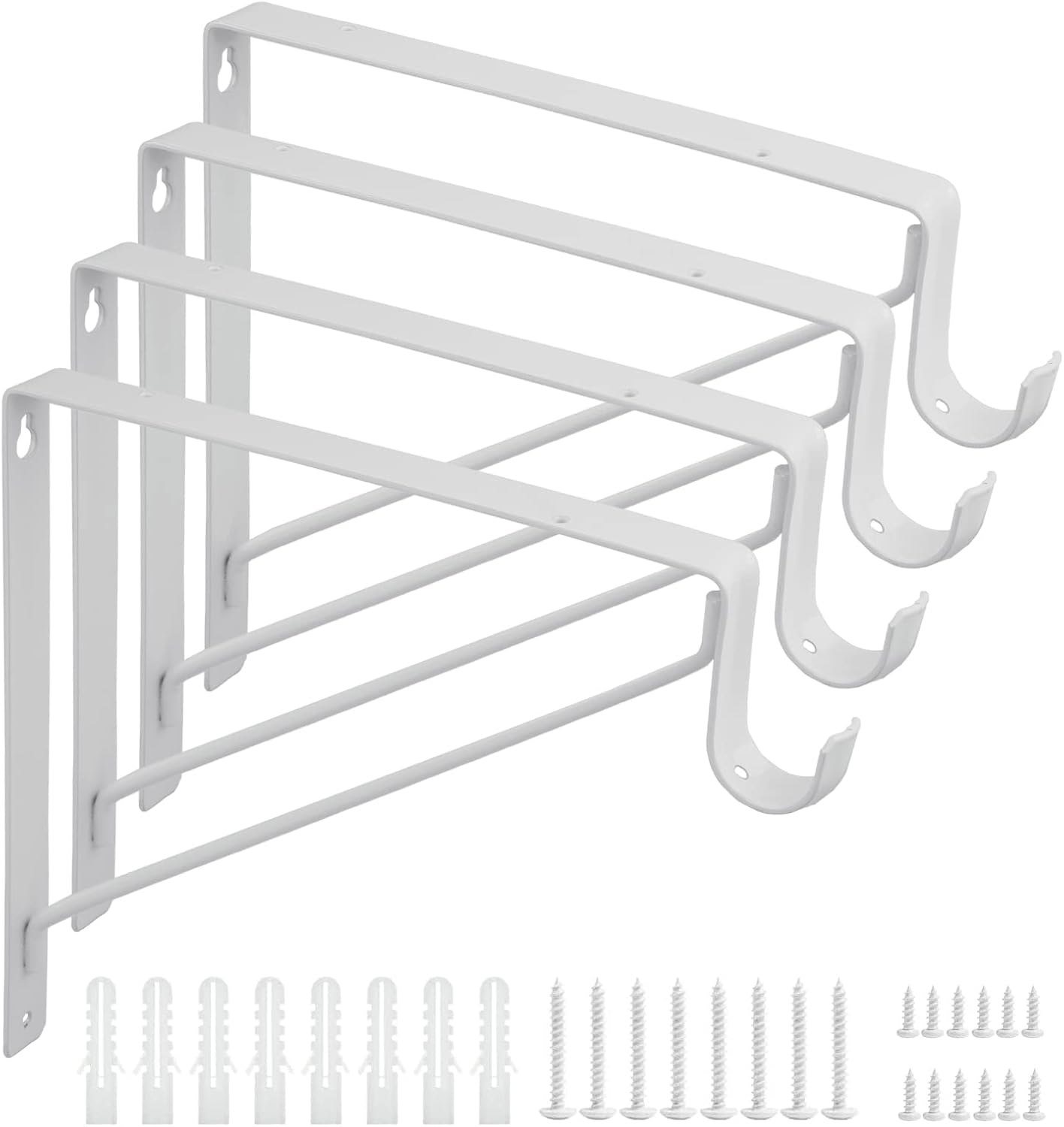 4 Soportes Barra Armario 10.9x12.3" Blanco