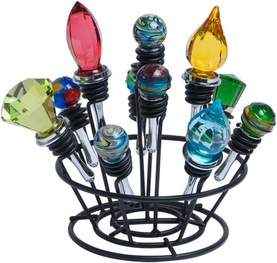 Soporte tapón botella vino metal negro regalo