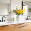 Grifo baño negro 3 agujeros 2 manijas set 2 acero inox