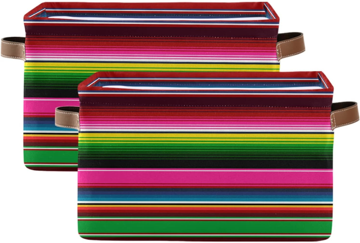 Cesta almacenamiento sarape rayas con asa plegable