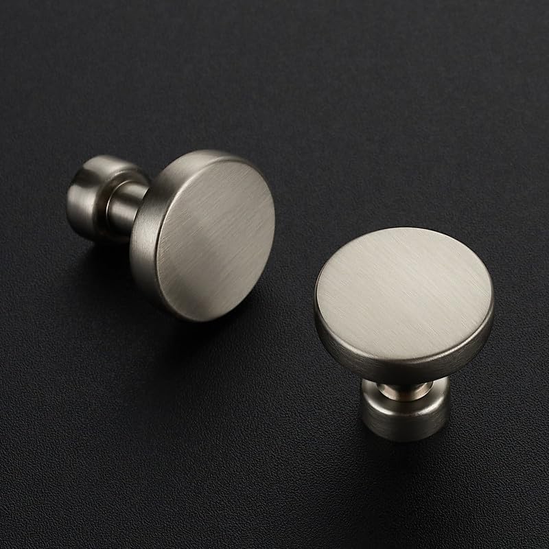 25 Pomos Níquel Cepillado 1-1/6pulg para Cocina y Tocador