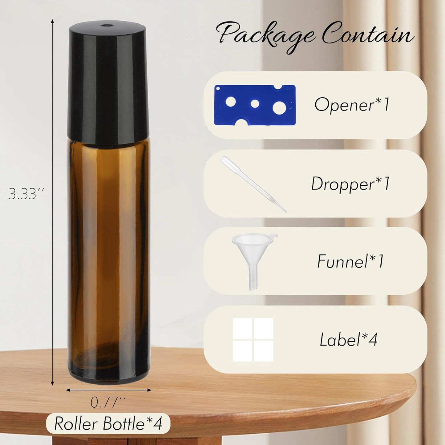 Botellas enrollables aceite esencial 0.3oz pack 4 con gotero
