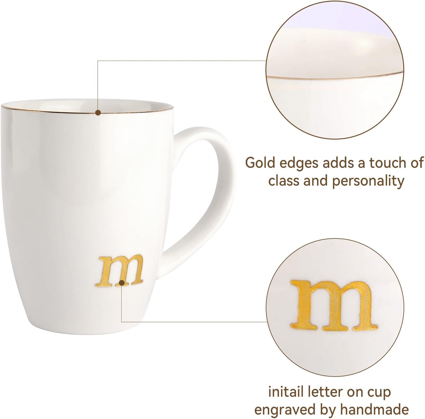 Tazas cerámica con iniciales para mujer oficina hogar 12oz