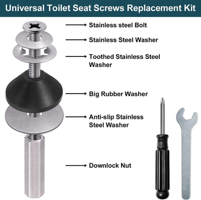 Kit repuesto pernos asiento inodoro acero inox 2 pzas