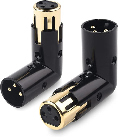 2 Adaptadores XLR 90 grados negro y terminador DMX 120 ohmios