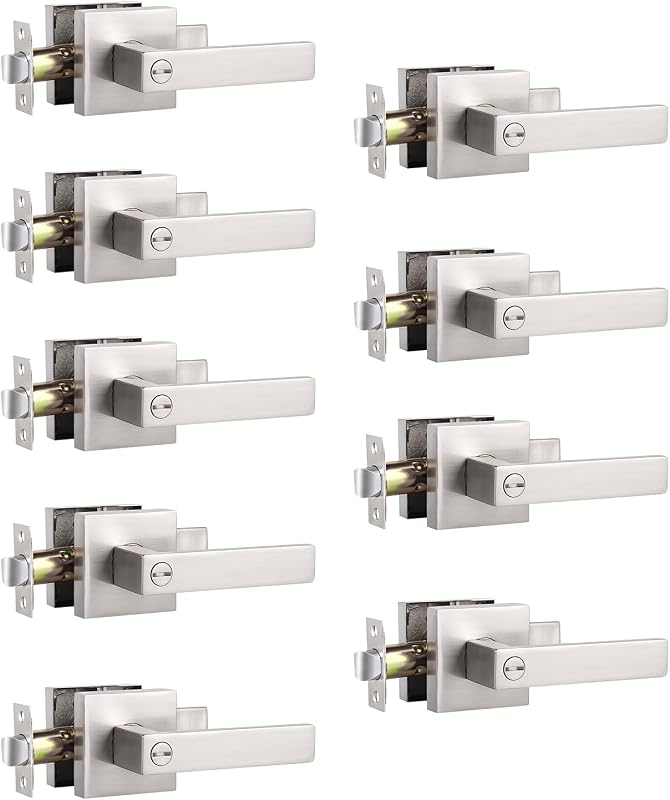 9 Manijas Puerta Reversibles Níquel Cepillado