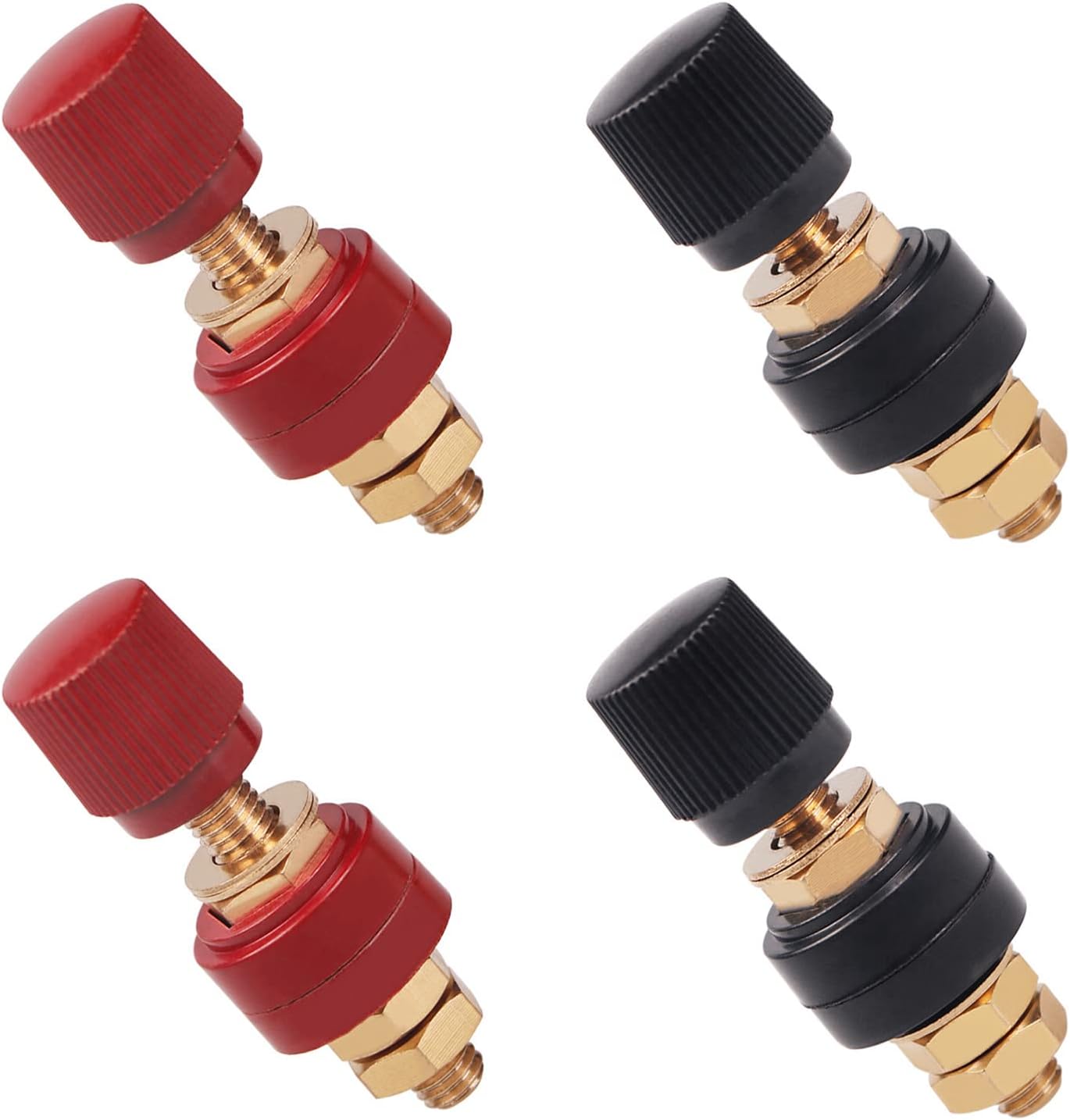 Conector batería cobre 1/4" kit M6 para auto RV barco 4 pzas