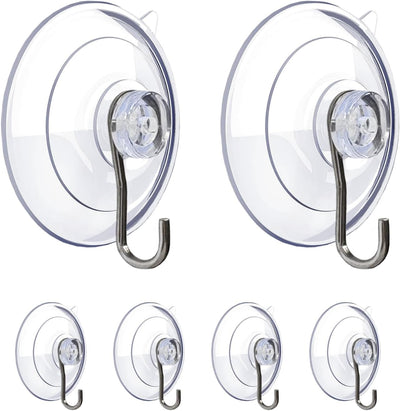 Ganchos ventosa 2.5" para vidrio baño cocina 6pzas