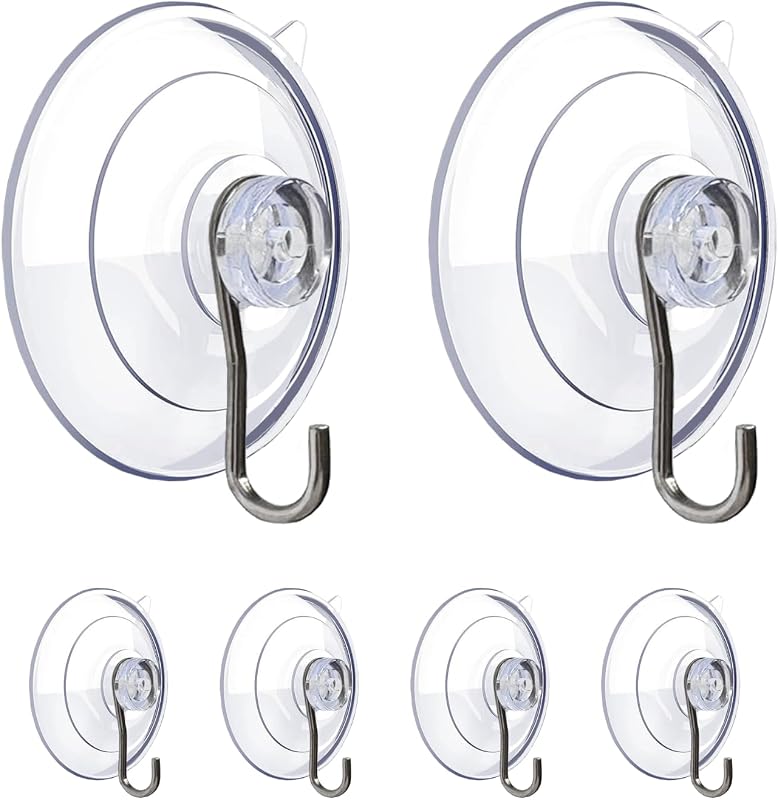 Ganchos ventosa 2.5" para vidrio baño cocina 6pzas