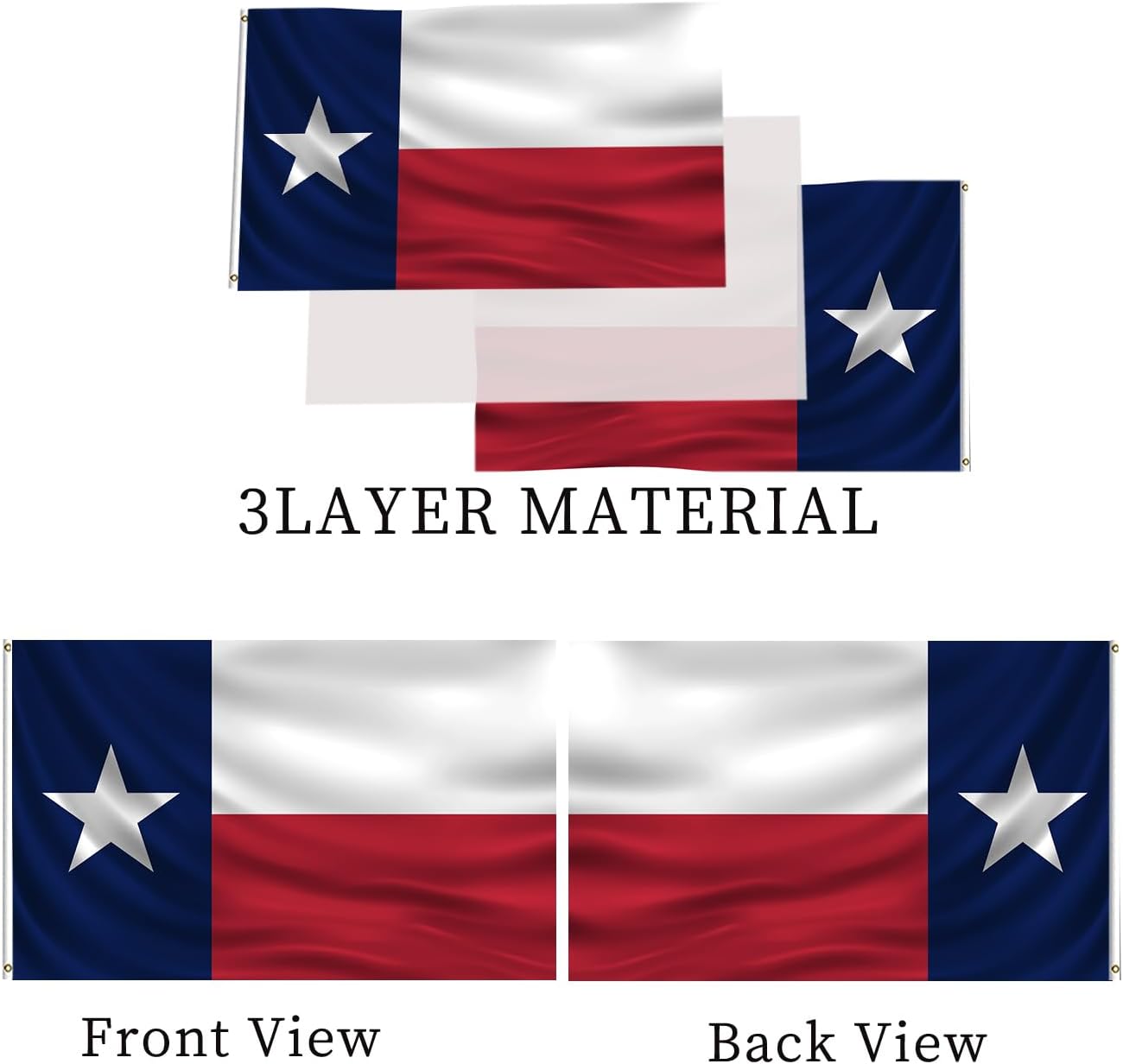Bandera Texas exterior 5x8pulg poliéster 3 capas
