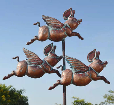 Estatua jardín cobre antiguo 90x32pulg escultura viento cerdos