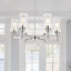 Candelabro níquel 6 luces pantallas vidrio