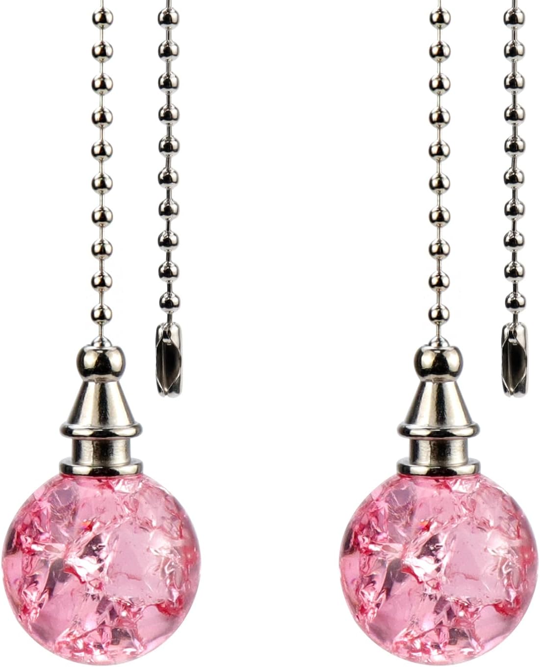 2 Bolas Cristal Ventilador Luz Cadena Rosa