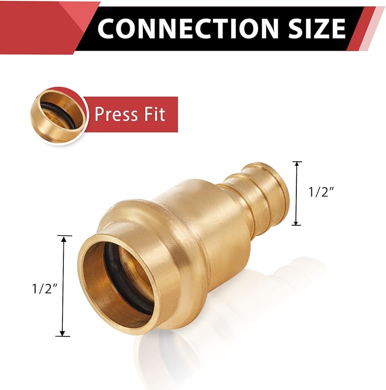 20 Adaptadores PEX cobre 1/2x1/2 con abrazadera latón