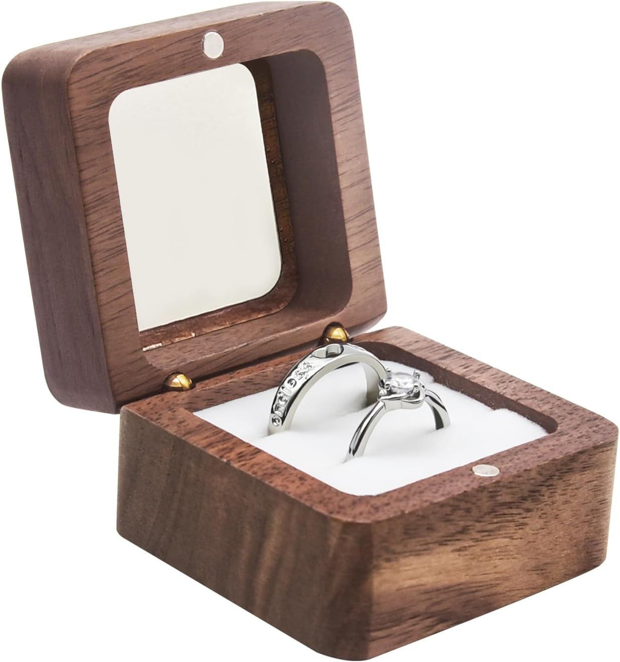 Caja madera anillos boda 2 ranuras vintage
