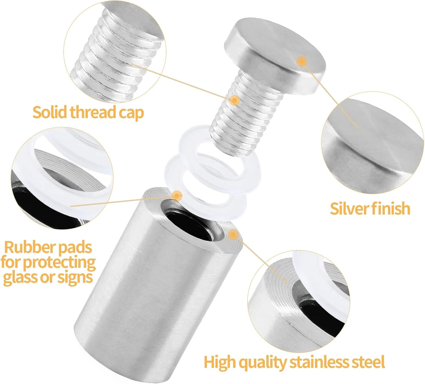 Tornillos separación letreros 1x2pulg soportes pared kit acrílico