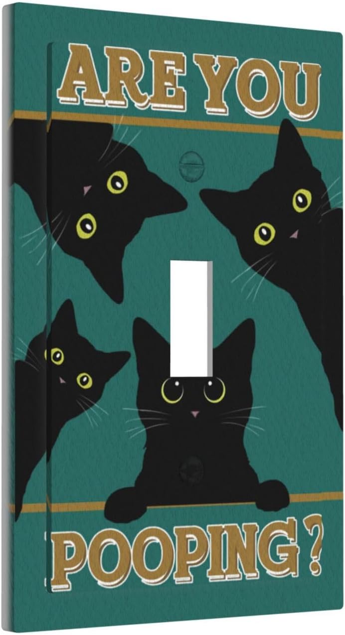 Placa interruptor gato negro divertida para baño dormitorio