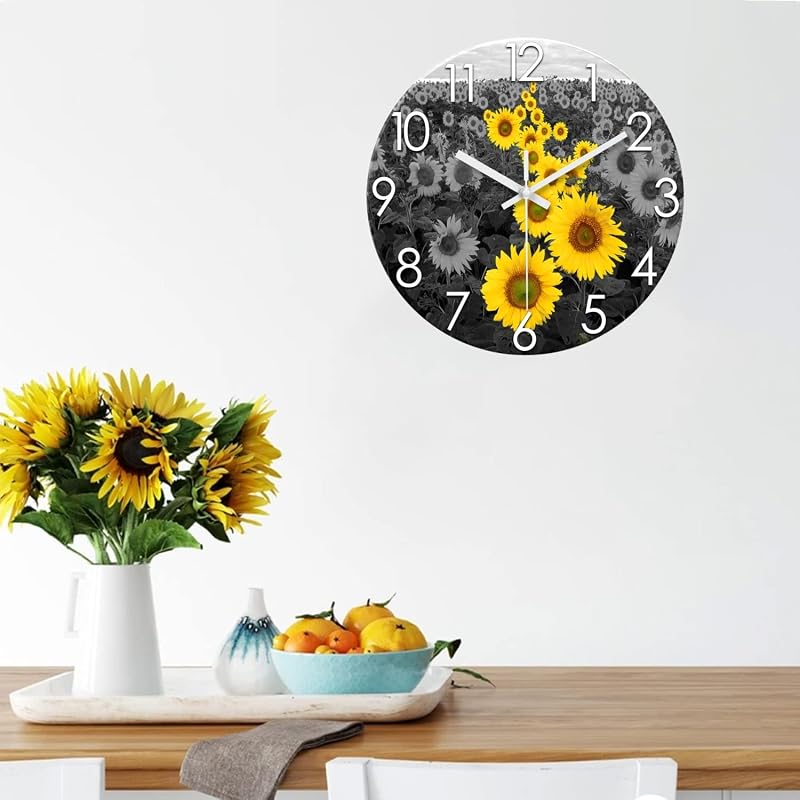 Reloj pared girasol 12pulg silencioso cocina oficina