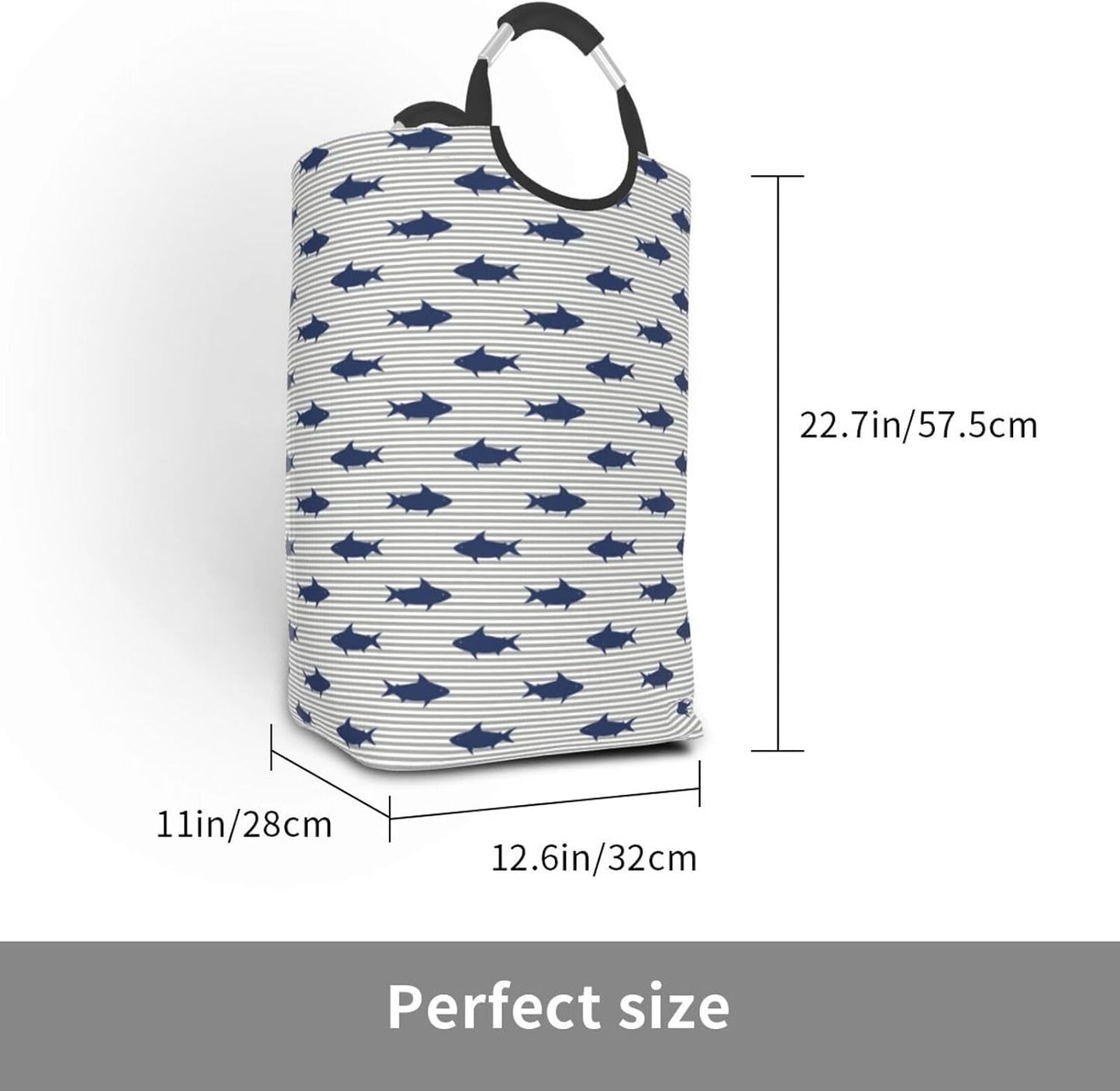 Cesta ropa sucia tiburón azul plegable 50 litros