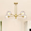 Lámpara colgante Sputnik 5 luces dorada vidrio transparente