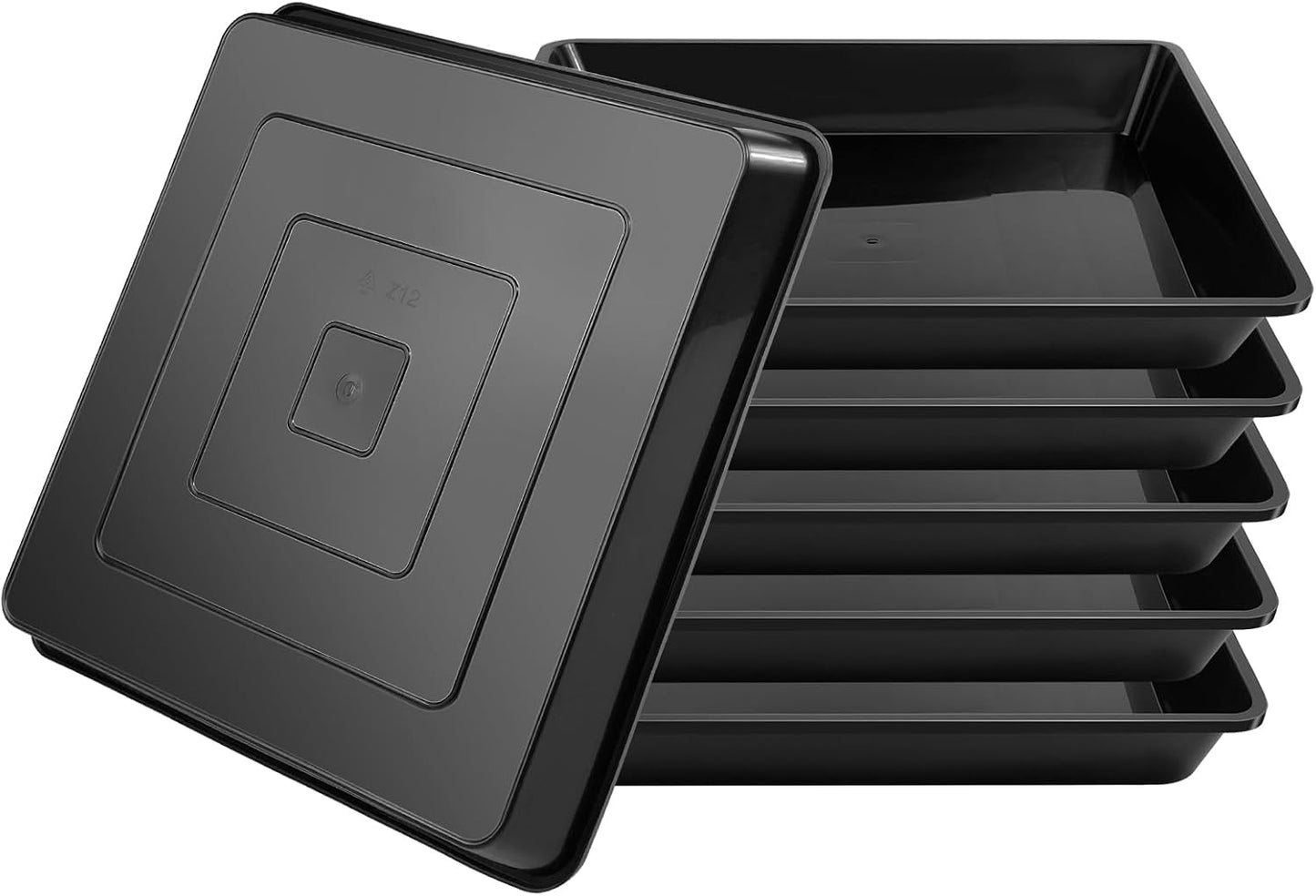 6 Pzas Platillos Cuadrados 8pulg Plástico Negro para Macetas