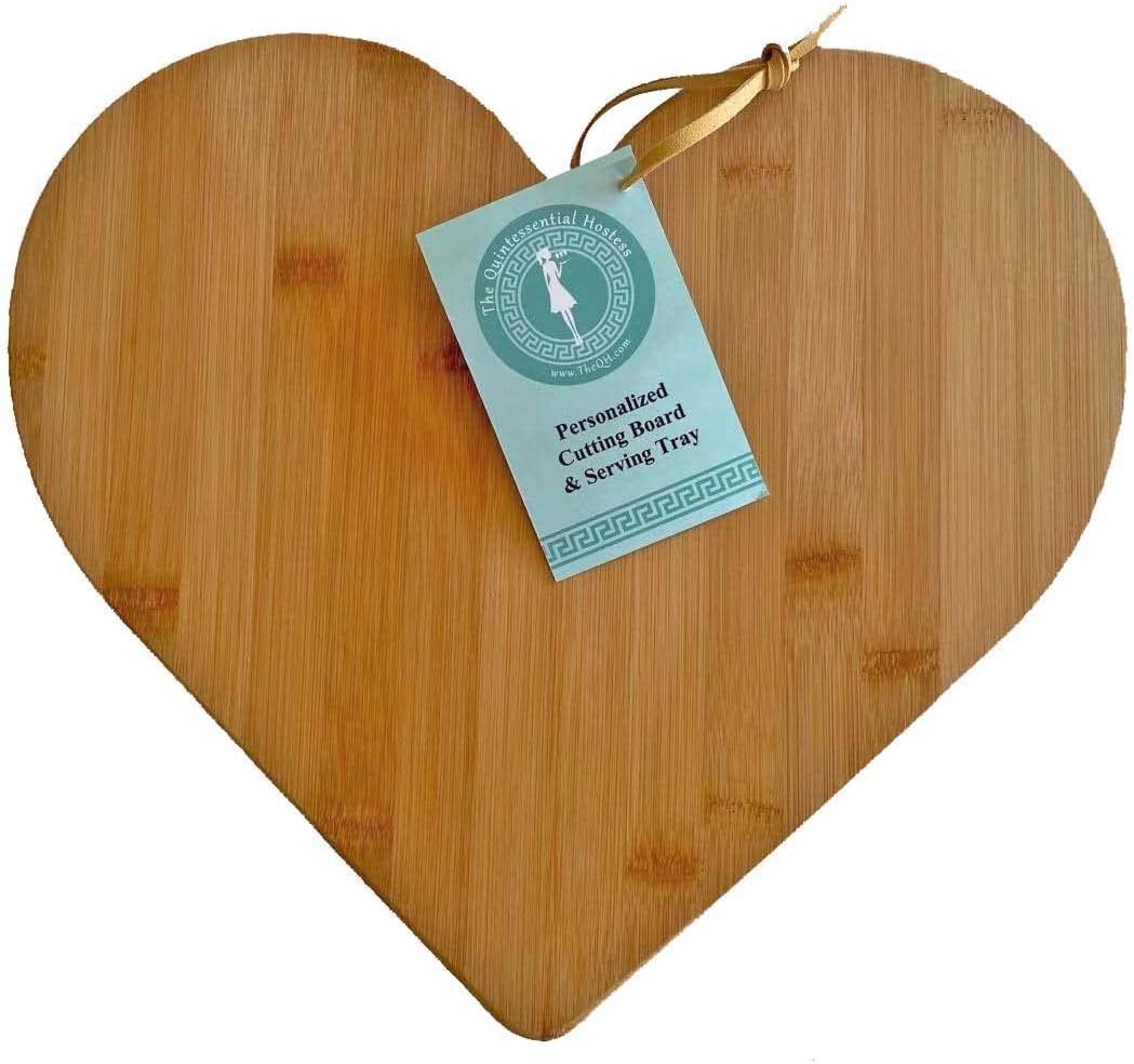 Tabla cortar bambú corazón 12x13.5pulg regalo San Valentín