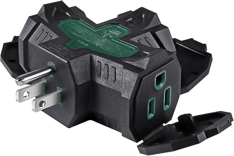 Adaptador pared 3 tomas ETL negro resistente intemperie