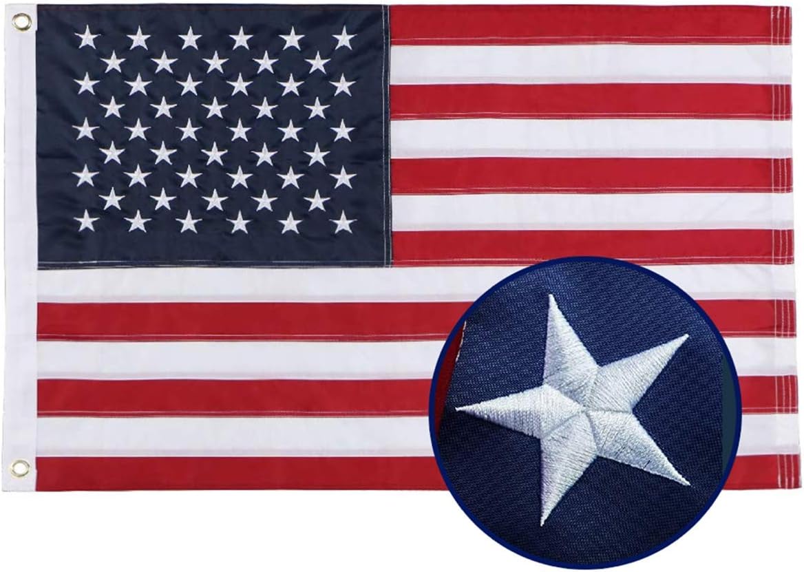 Bandera EE.UU. estrellas bordadas nailon 210D ojales latón