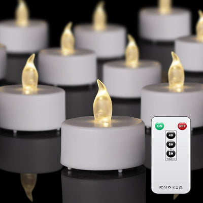 50 Velas LED sin llama control remoto blanco cálido