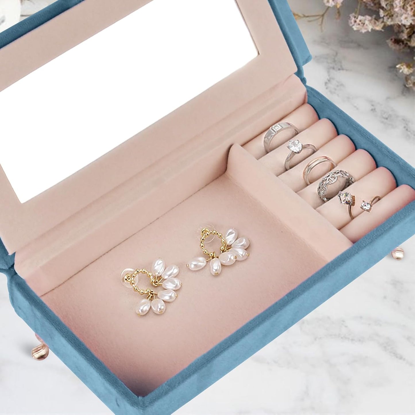 Joyero sofá azul caja almacenamiento accesorios
