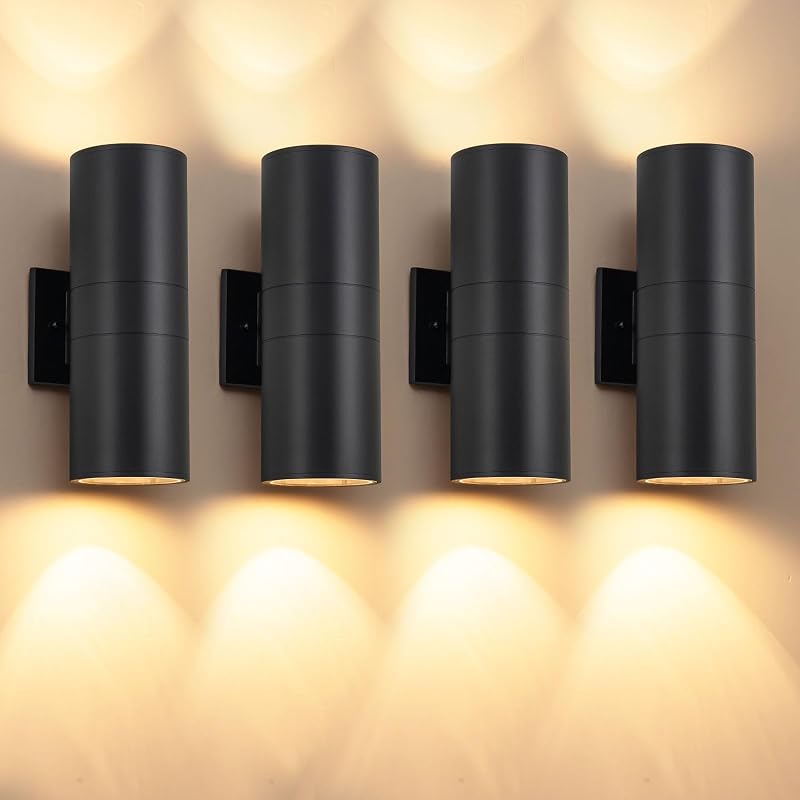 4 Apliques Pared Negro 11.8" IP65 Aluminio Exteriores