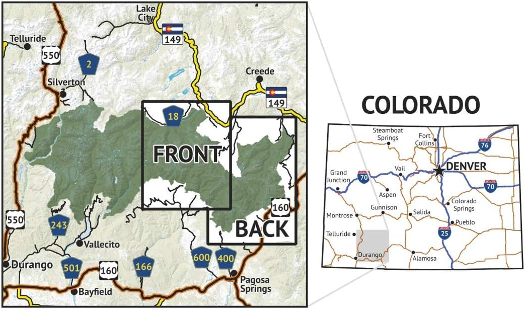 Mapa topográfico Colorado senderismo 2019
