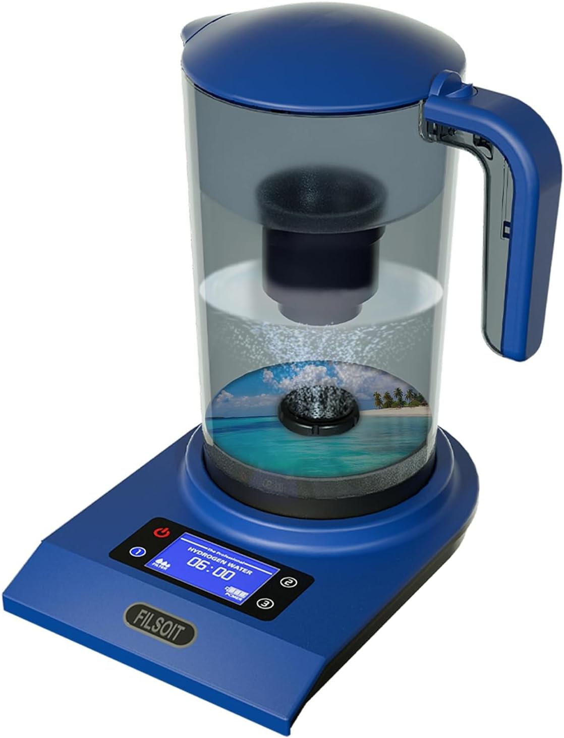 Jarra Hidrógeno Alcalino con Tecnología SPE y PEM Azul