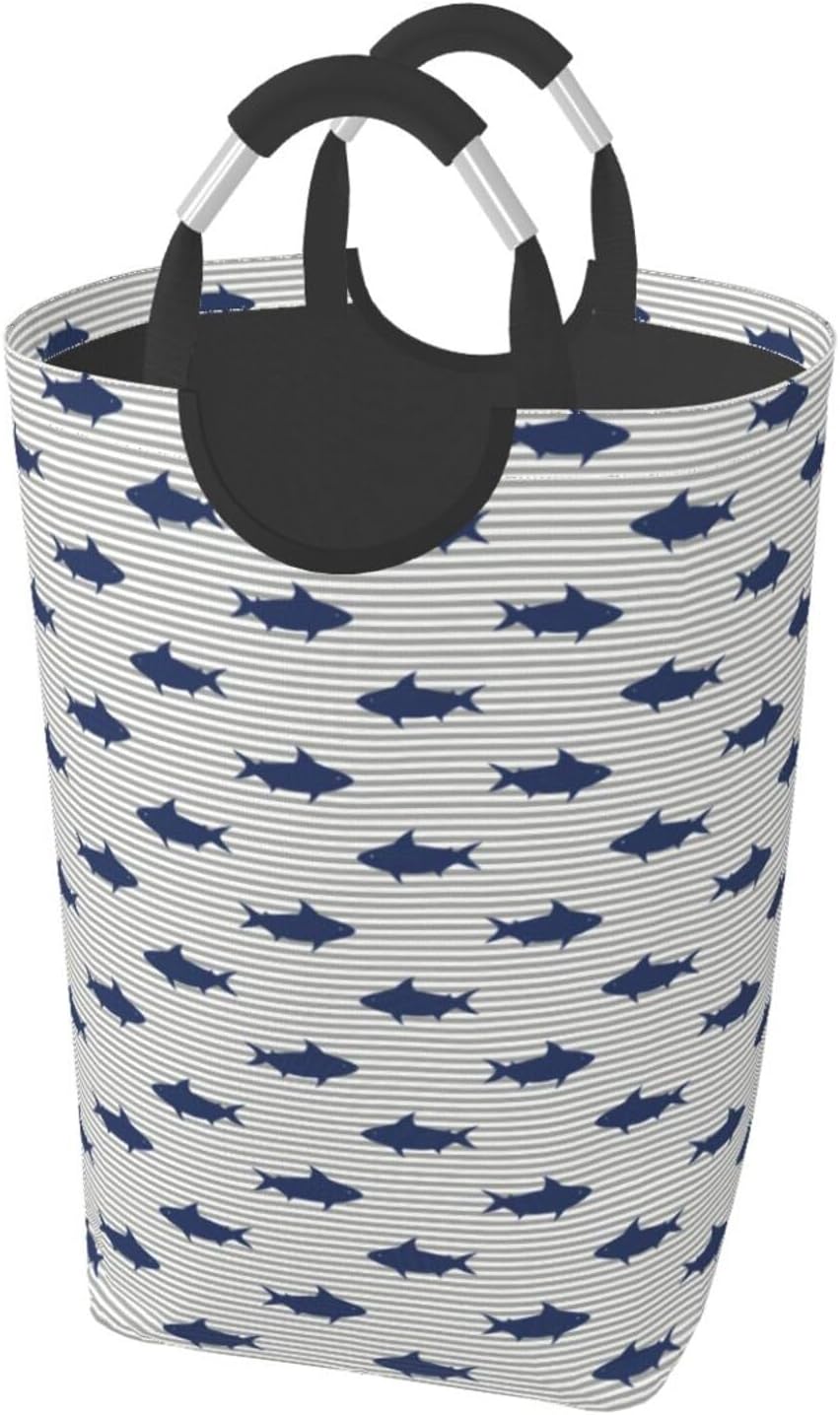 Cesta ropa sucia tiburón azul plegable 50 litros