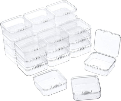 24 Cajas Plástico Transparente con Tapa Bisagras