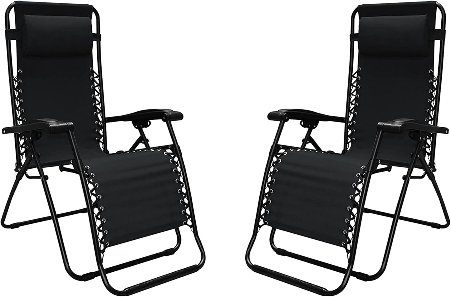 Silla plegable exterior con reposacabezas negro