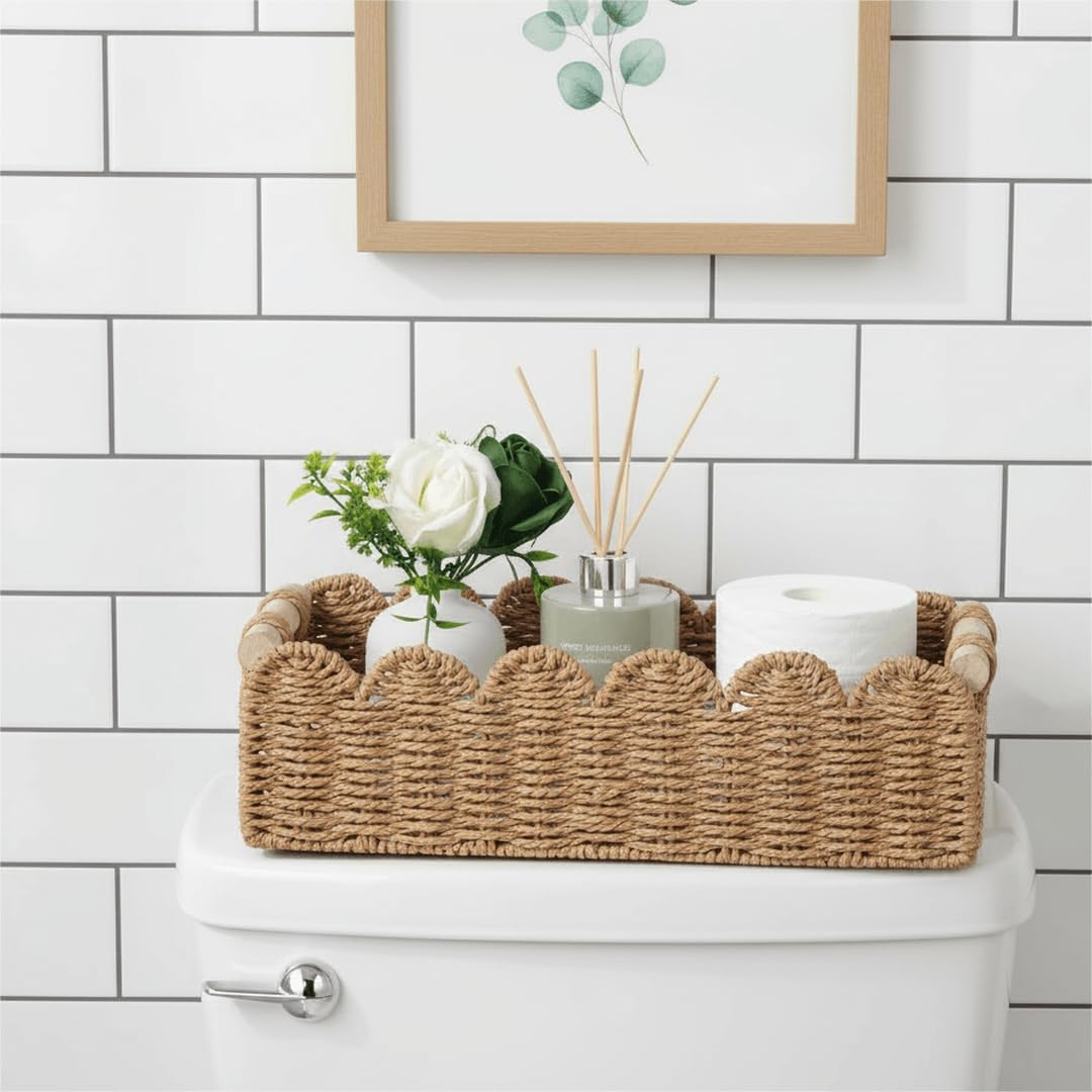Cesta almacenamiento papel higiénico asa decoración hogar