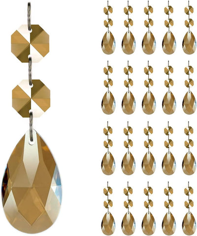 20 Pzas Candelabros Cristal Lágrima para Bodas Champán