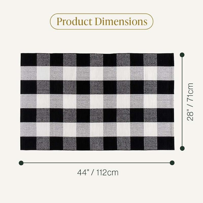 Alfombra cuadros blanco y negro para exteriores de lana