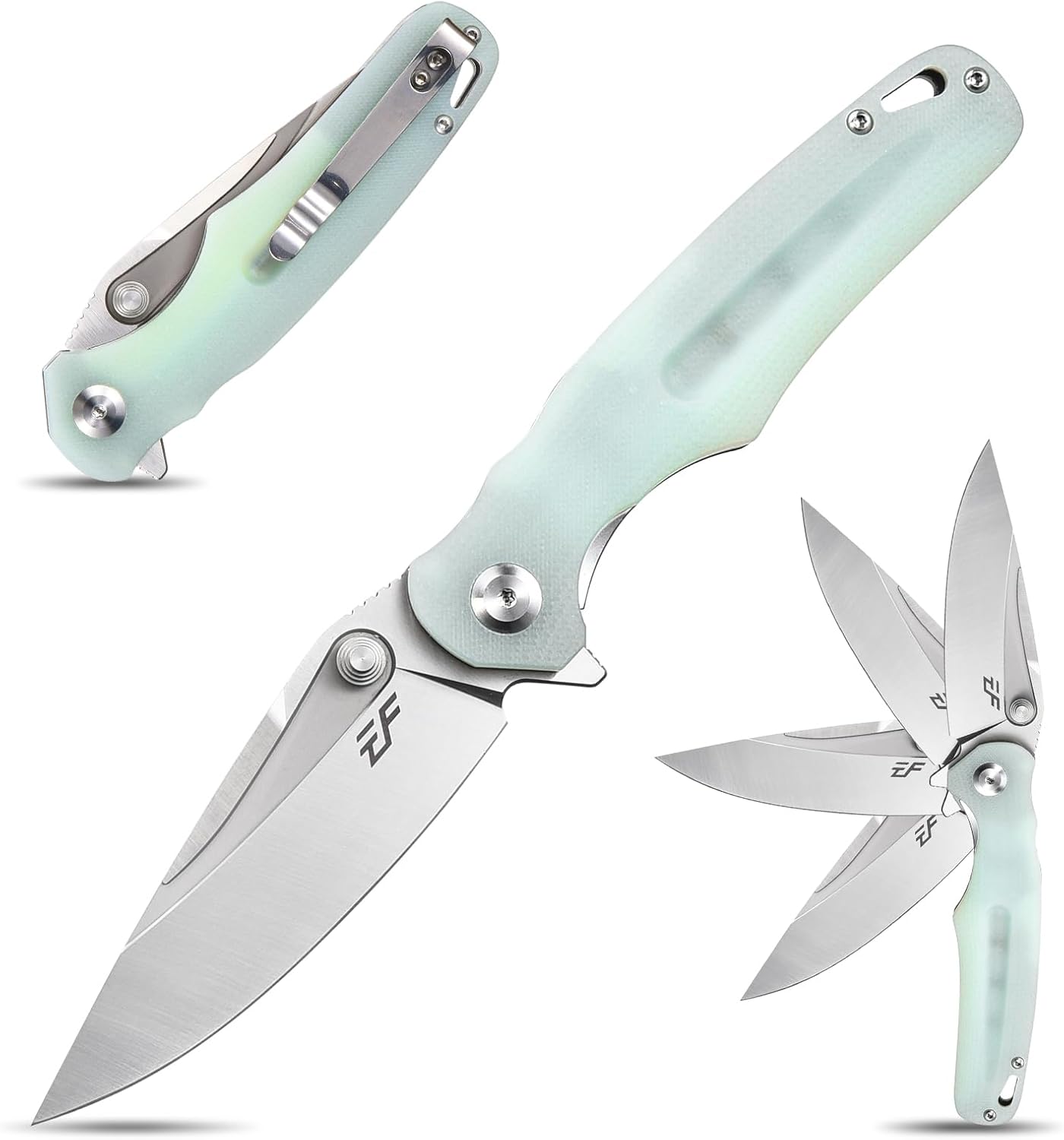 Cuchillo plegable EDC mango G10 hoja D2 jade