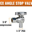 10 Válvulas PEX 1/2" compresión 3/8" cuarto de vuelta