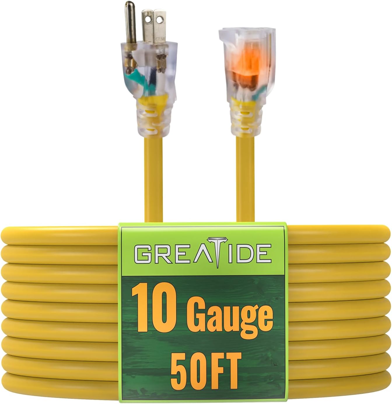 Cable extensión iluminado 50ft amarillo SJTW 10/3 con