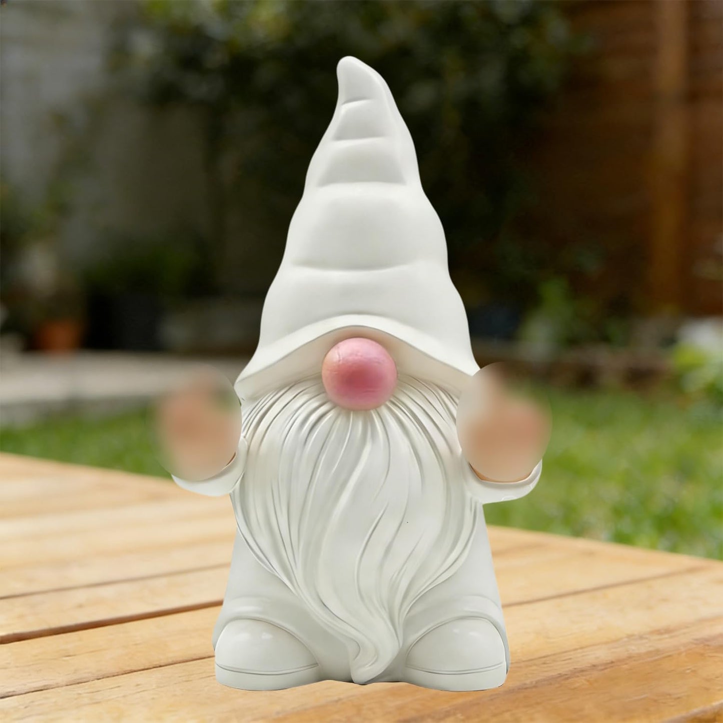 Estatua gnomo pájaro doble blanco 4.7pulg decoración patio