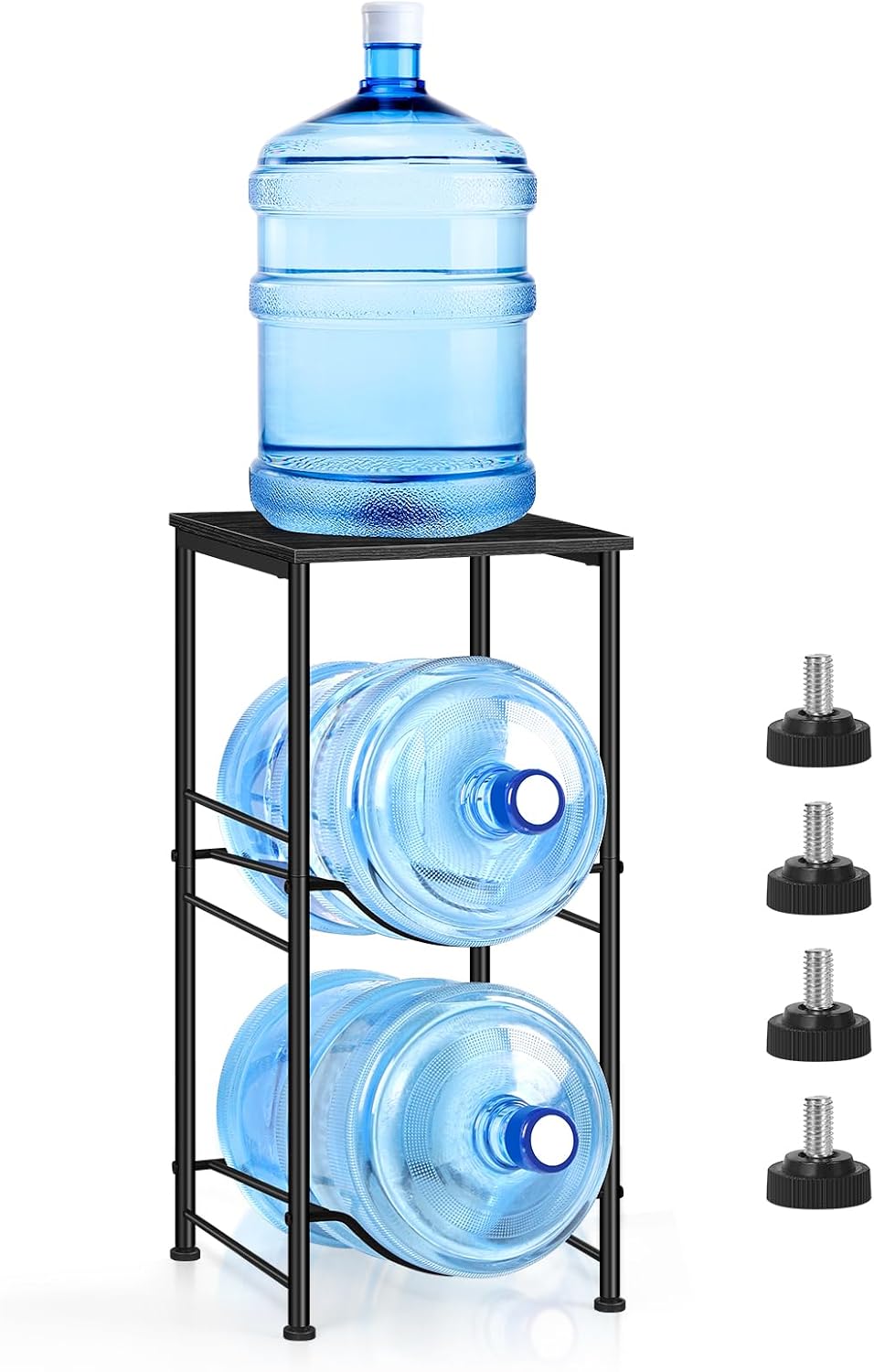 Soporte botellas 5gal estante 2 niveles negro cocina