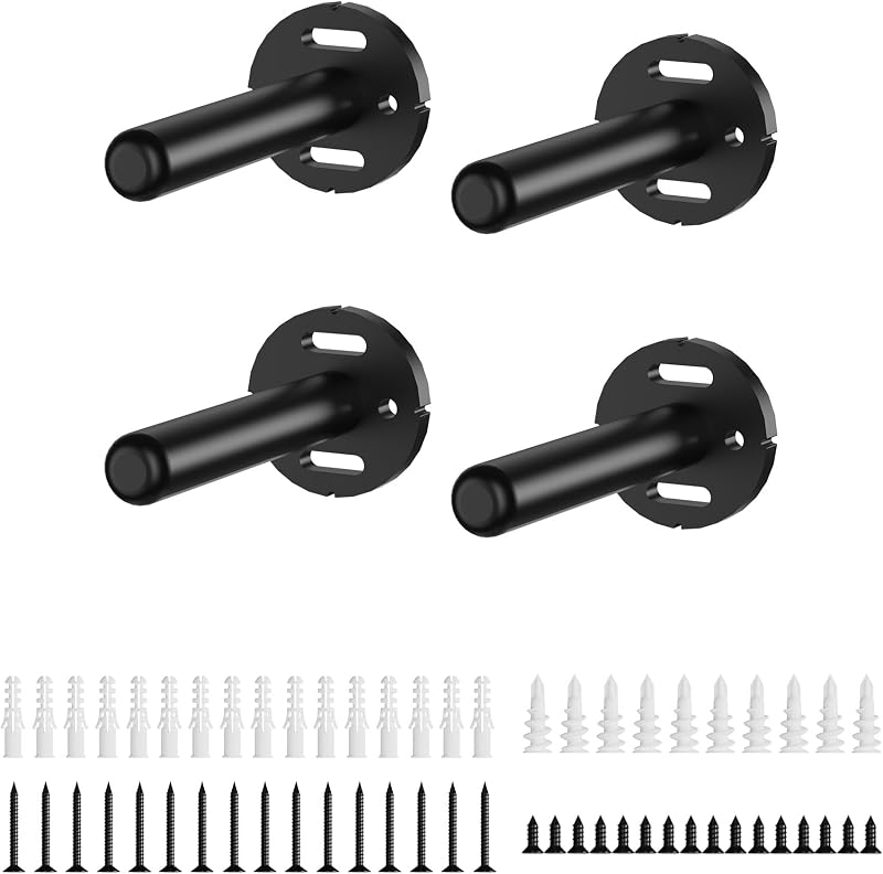 4 Soportes Estante Flotante Metal Negro 4"